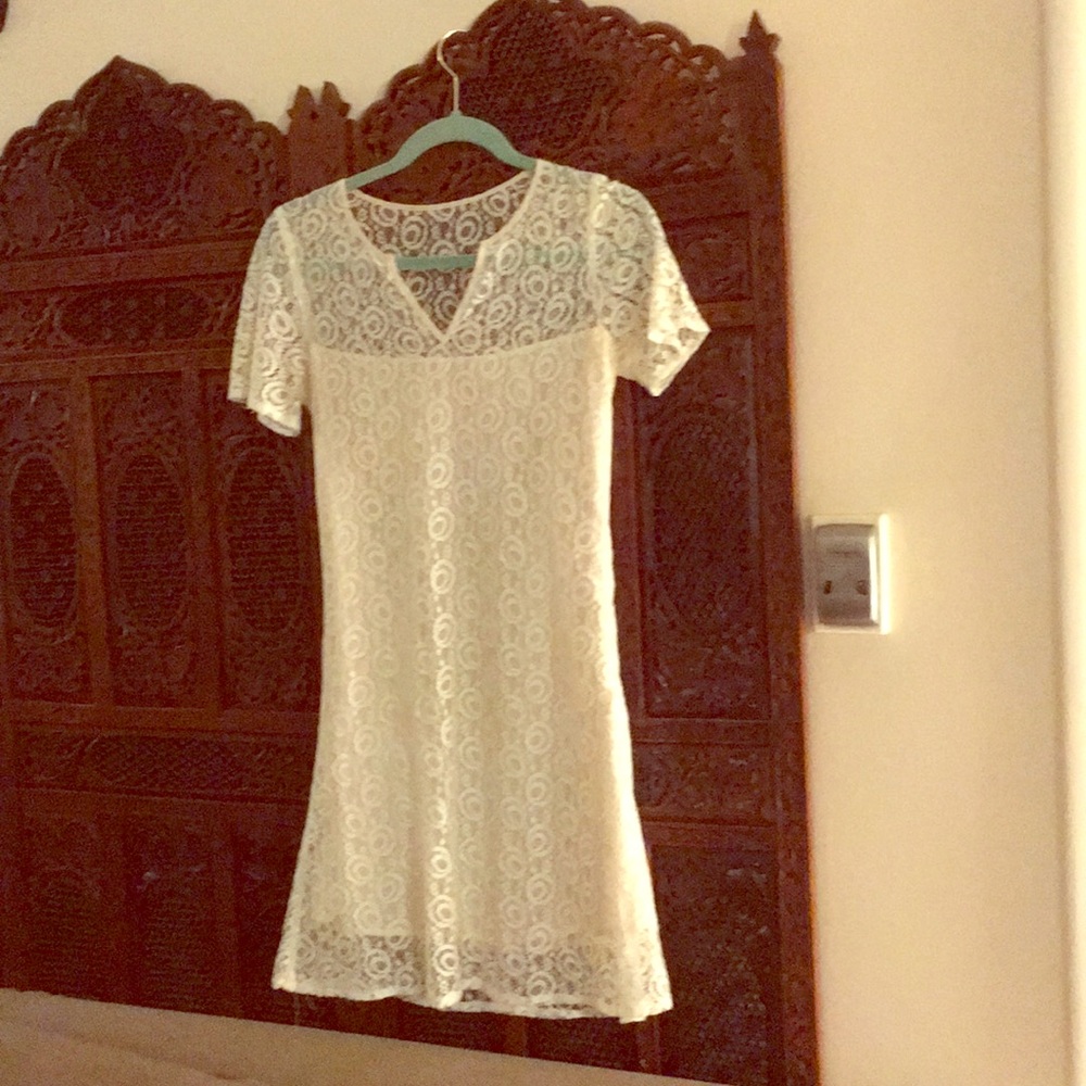 60s inspired white mini dress